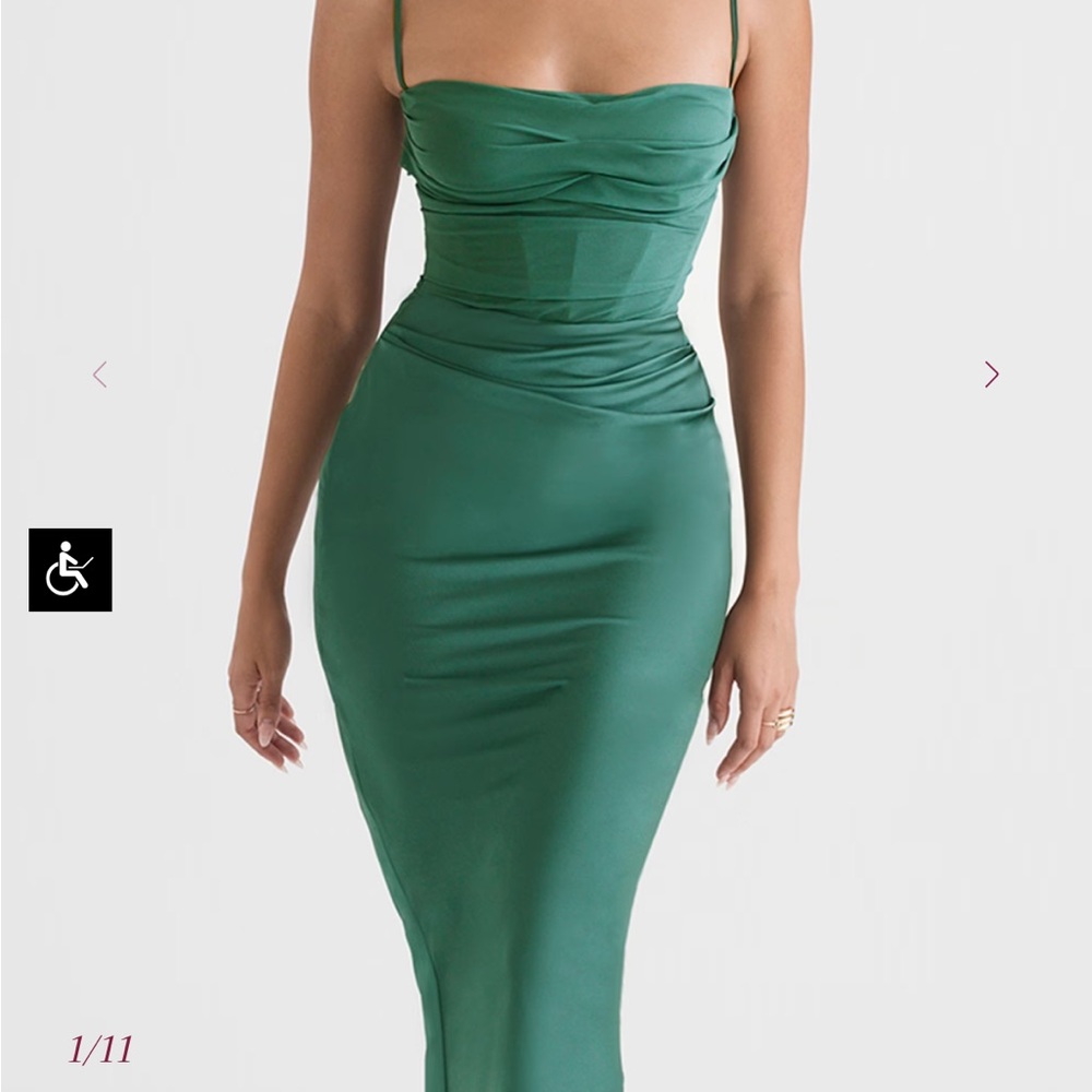 HOUSE OF CB XS TEIA FOREST DRAPED COREST MIDI DRESS